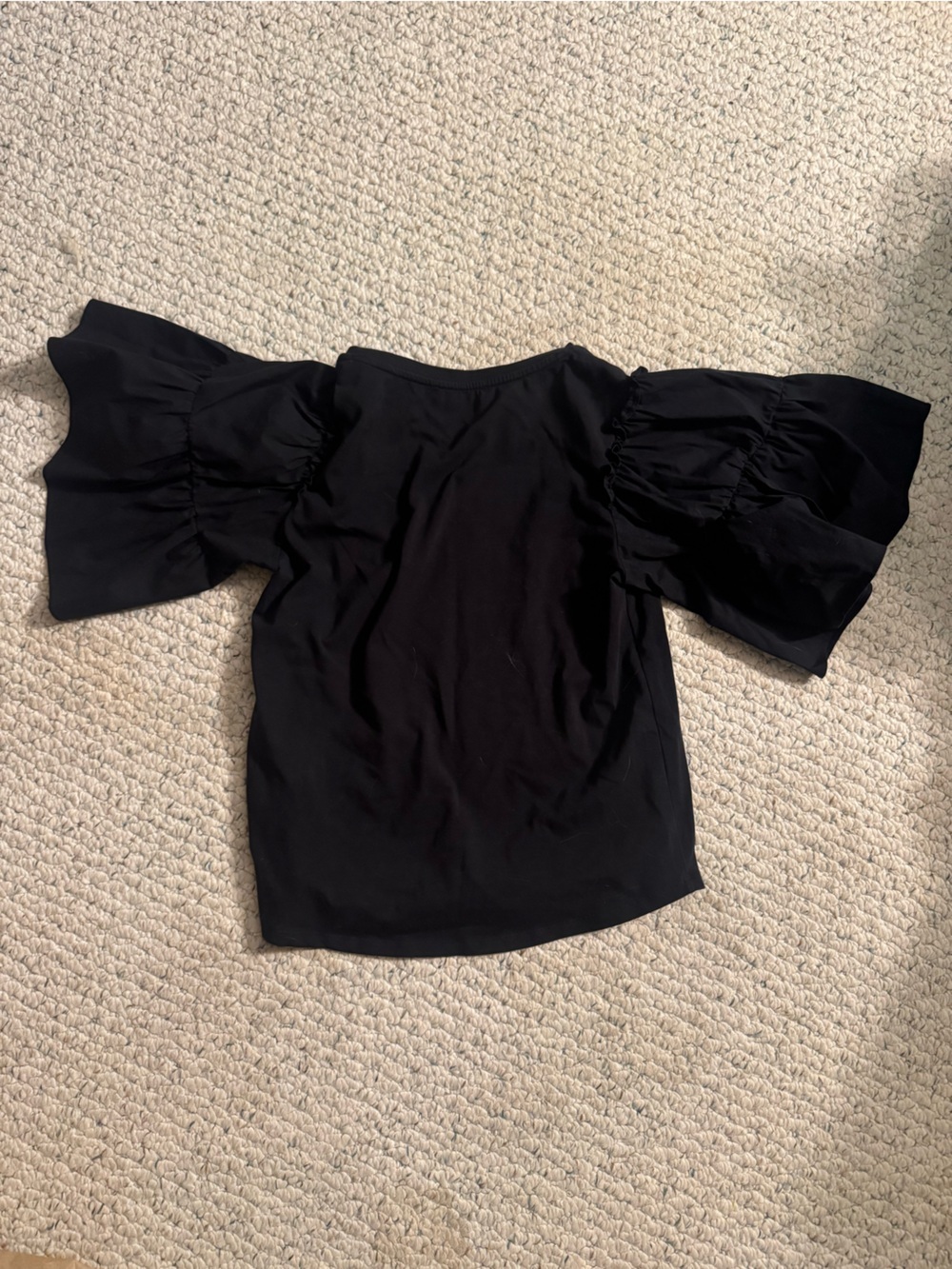 Bailey 44 Black Ruffled Sleeve Tee - Picture 3 of 4